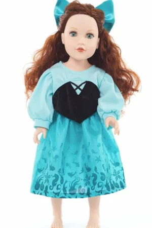 Doll Dress Ups-Little Adventures, LLC Doll Dress Mermaid Day Dress with Hair Bow