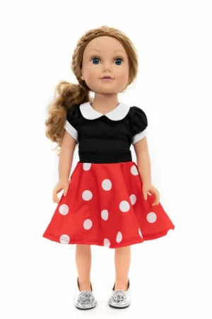 Doll Dress Ups-Little Adventures, LLC Doll Dress Retro Polka Dot Twirl