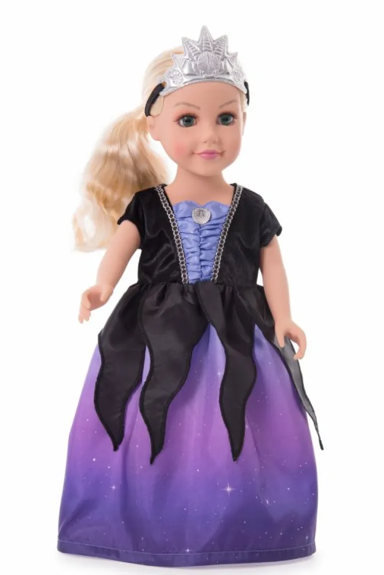 Doll Dress Ups-Little Adventures, LLC Doll Dress Sea Witch with Soft Crown