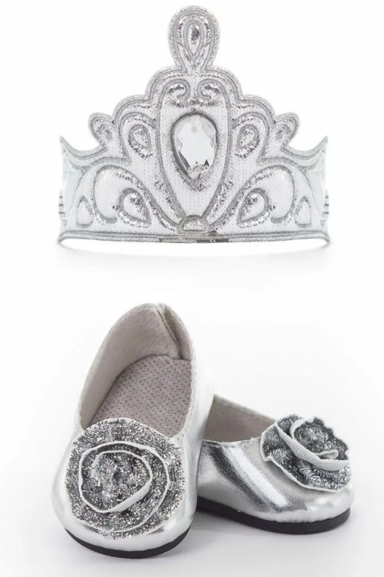 Doll Dress Ups-Little Adventures, LLC Doll Shoes and Tiara Silver