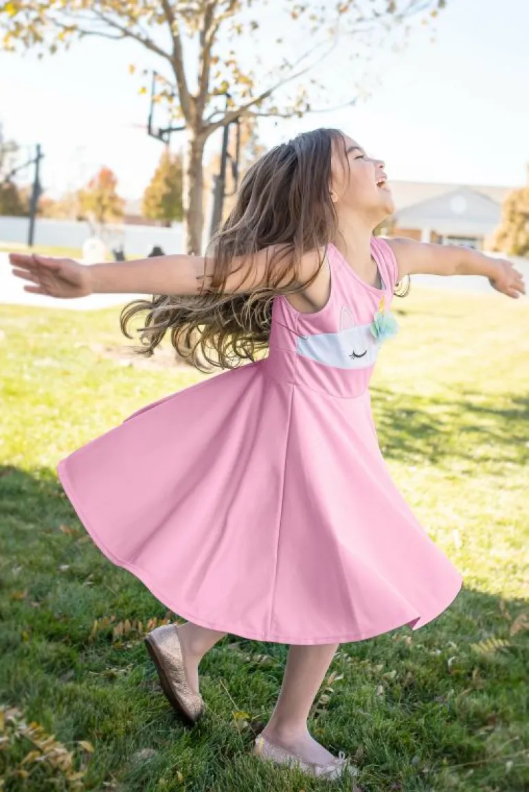 Twirl Dresses-Little Adventures, LLC Unicorn Twirl Dress Pink